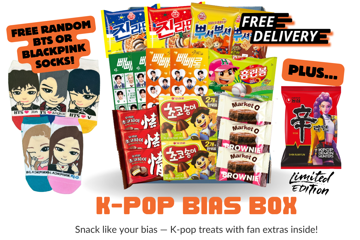 K-Pop Bias Snack Box (+ FREE BTS or Blackpink socks)