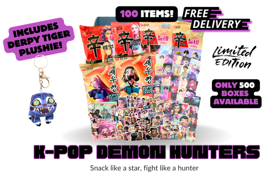 K-Pop Demon Hunters Mega Fan Snack and Gift Box – 100 Items Inside