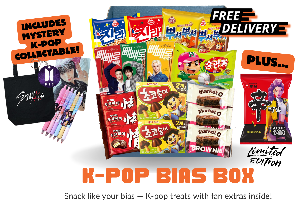 A K-pop themed snack box and gift, featuring Stray Kids Pepero