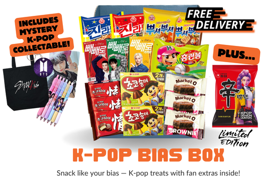 A K-pop themed snack box and gift, featuring Stray Kids Pepero